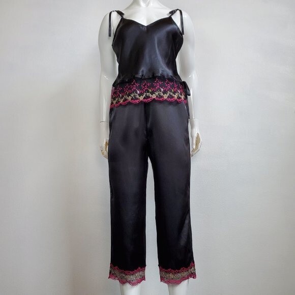 Vintage Y2K Valerie Stevens Black Pajama Set - Picture 1 of 10